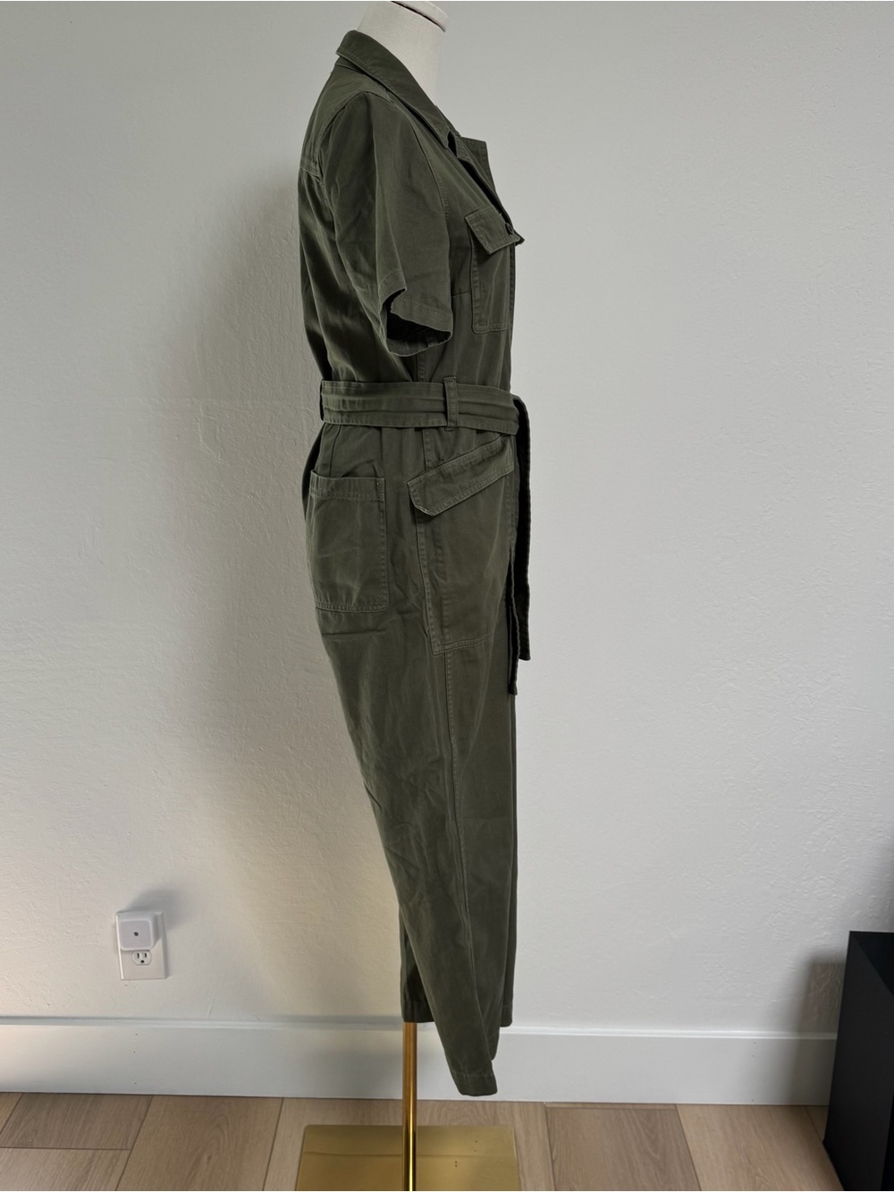 Madewell Utility Short-Sleeve Jumpsuit in Olive Green (Petite S) - Picture 8 of 14